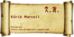 Kórik Marcell névjegykártya